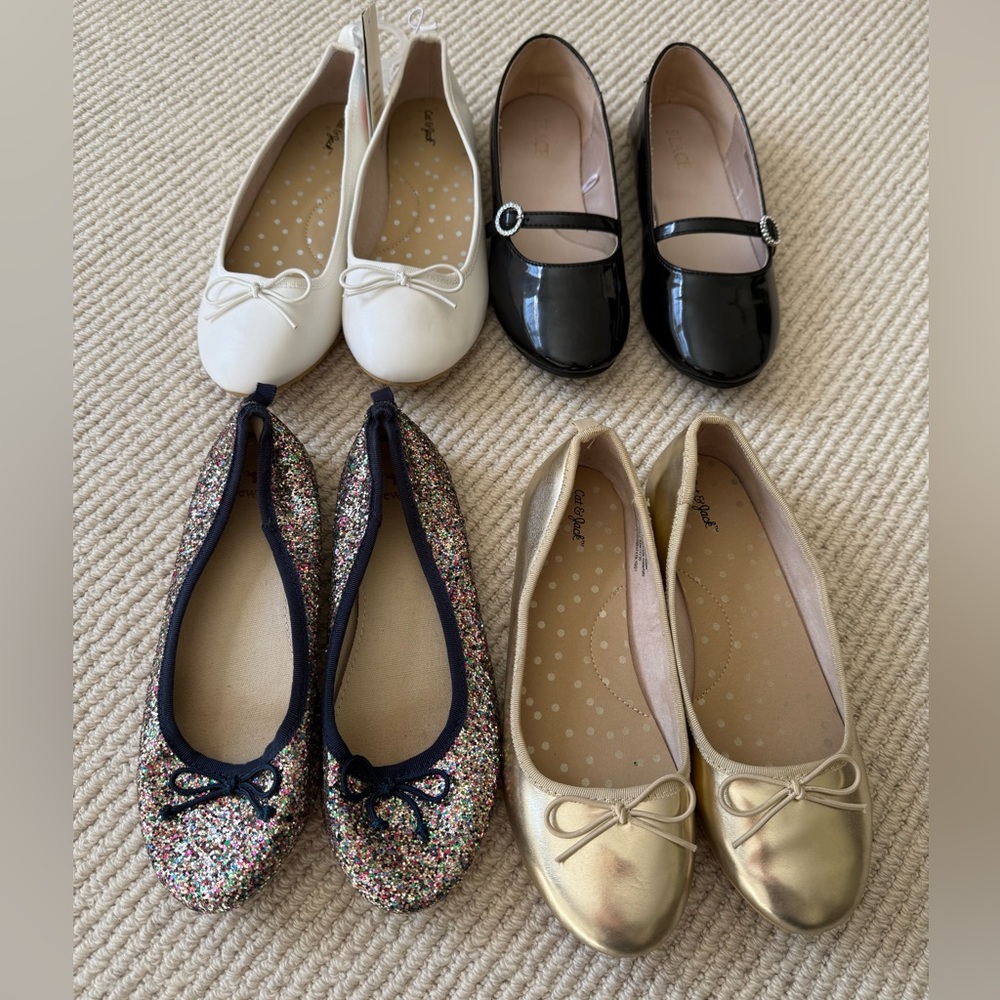 Lot of size 3 girls ballet style flats (jcrew,cat and jack and children’s place)